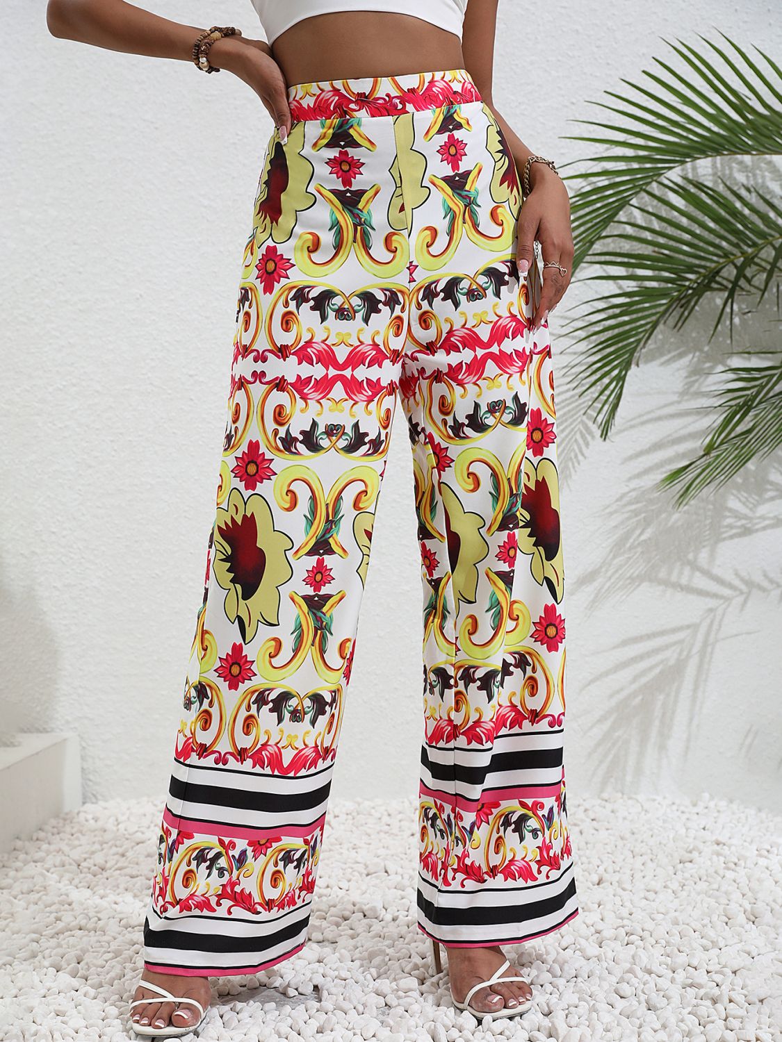 Printed High-Rise Wide Leg Pants